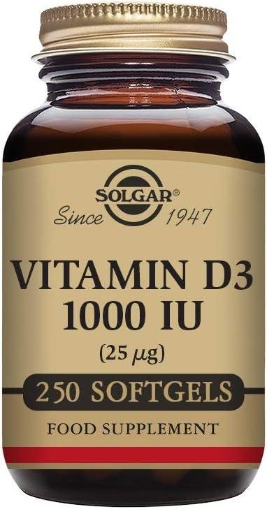 Solgar Vitamin D3 1000 IU (25 µg) Softgels - Pack of 250 - Healthy Bones and Teeth - Supports Immunity and Muscle Function - Gluten Free _ Amazon.co.uk_ Health & Personal Care