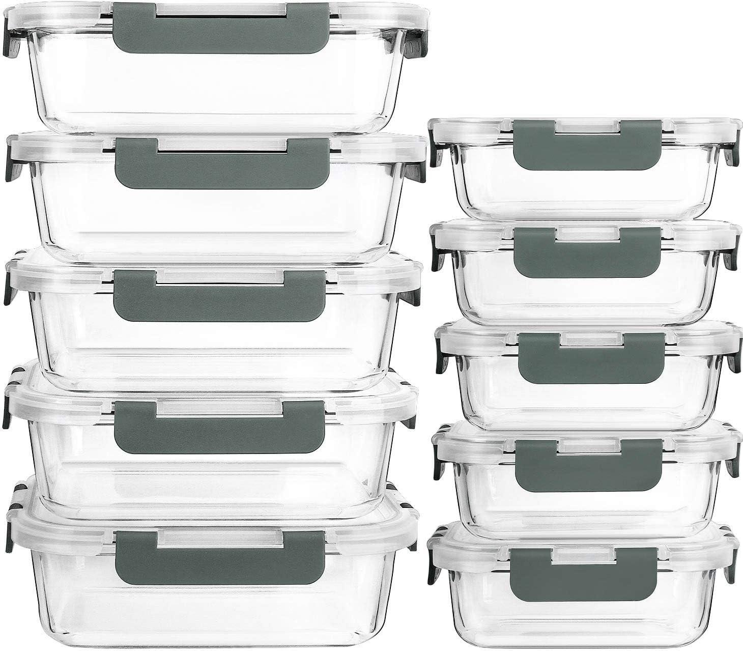 [10-Pack] Glass Meal Prep Containers with Lids,, Airtight Lunch Containers, Microwave, Oven, Freezer and Dishwasher _ Amazon.ca_ Home